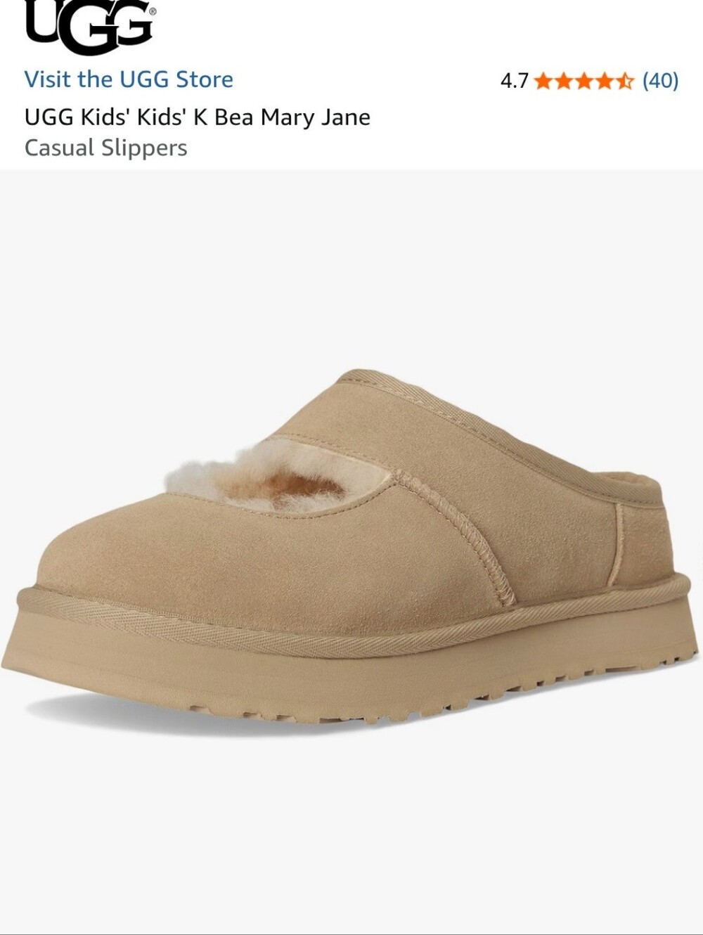 UGG Kids Tan Slip-On Slippers